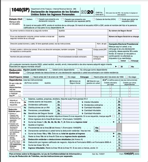 forma 1040 para taxes